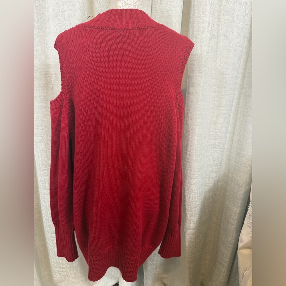 Susan Graver Red Cold Shoulder Knit Sweater Women’s 3X Cotton Blend Pullover - Picture 4 of 12
